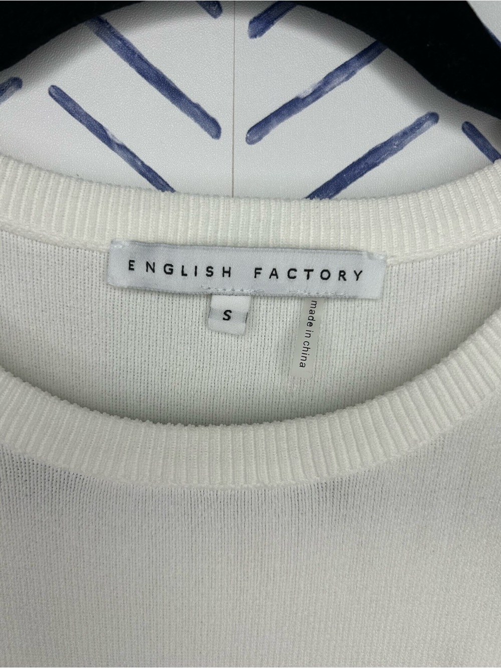 NWOT English Factory Mixed Media Knit Dress in blue and white poplin Size Small - Picture 6 of 7
